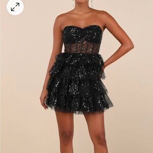 WORN FOR 1 hour. Excellent condition. Black PROM/HOMECOMING DRESS